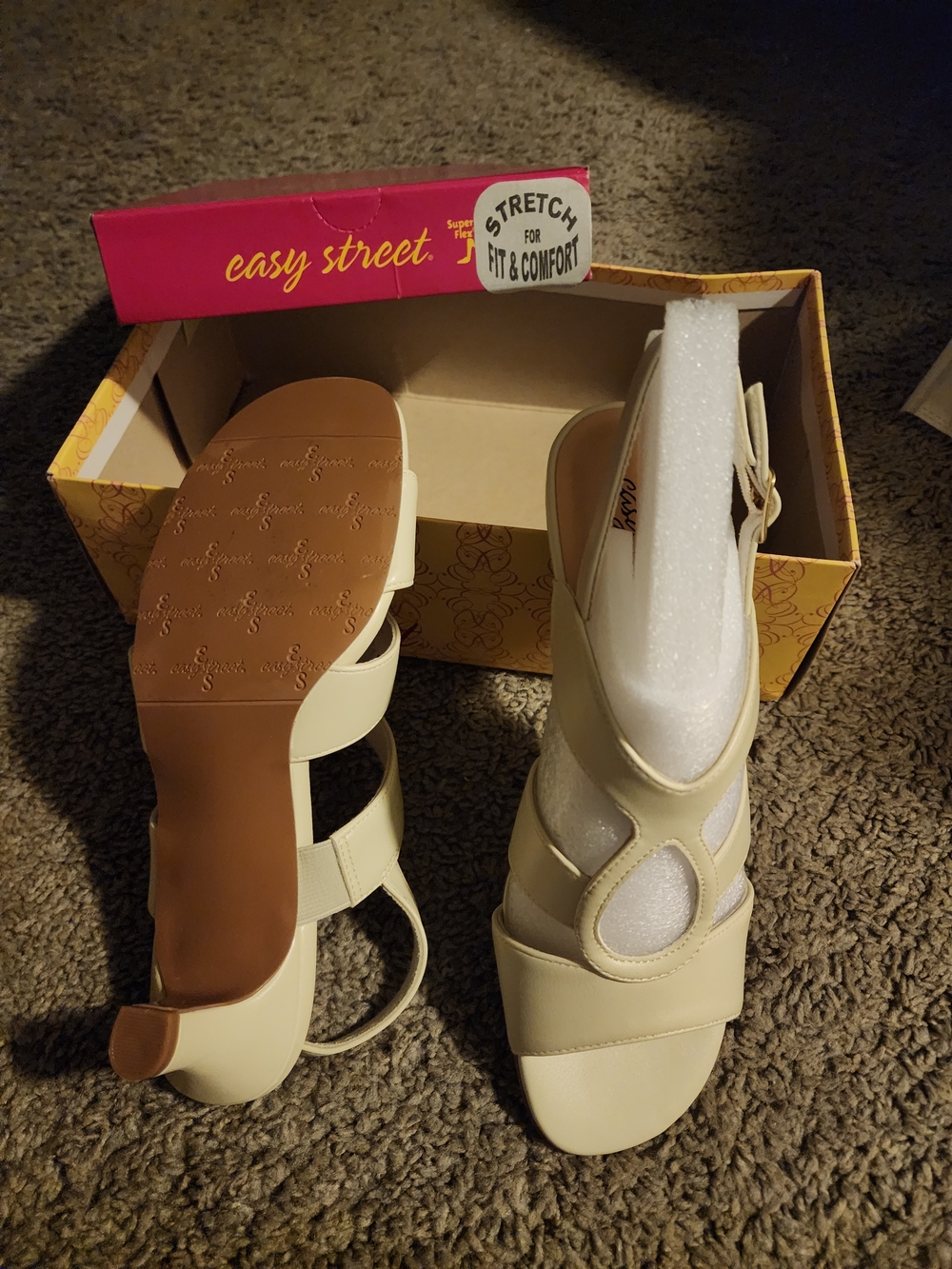 Easy Street Cream Women's Stretch Sandals